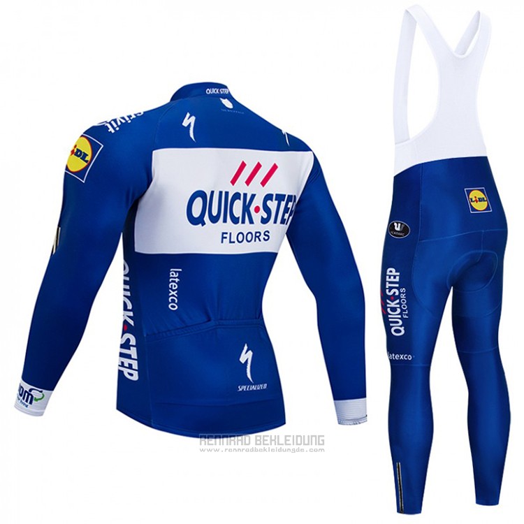 2018 Fahrradbekleidung Quick Step Floors Blau und Wei Trikot Langarm und Tragerhose - zum Schließen ins Bild klicken